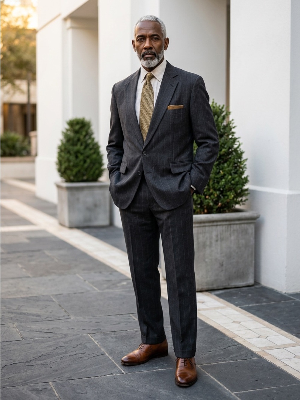 Tailored Charcoal Pinstripe Suit - Elegant Men's Two-Piece☑️